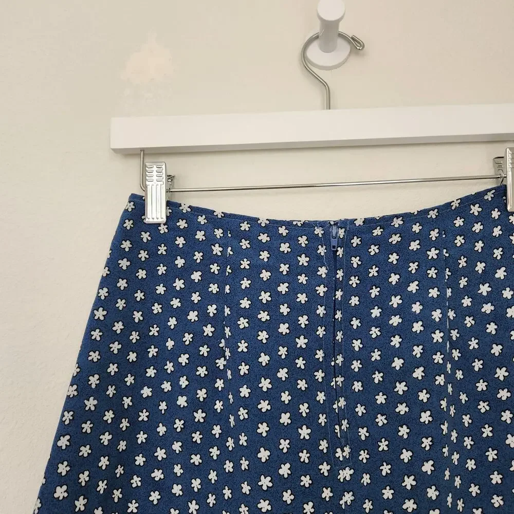 Vintage 90s Ultra Pink Blue Daisy Floral A-Line Mini Skirt XS - Picture 7 of 9